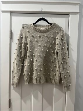 All:Row Women’s Cream and Black Pom-Pom Knit Sweater Small